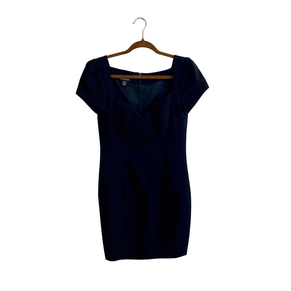 Vintage Gillian Black Ruched Sweetheart Cap Sleeve Dress Size 4 Retro LBD